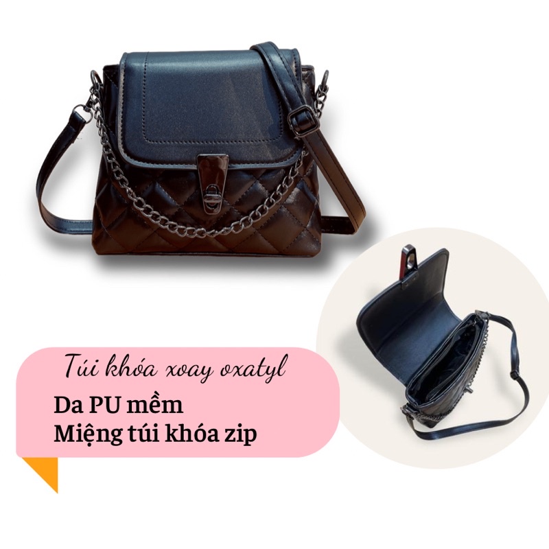 Túi Xách Đeo chéo khóa xoay Oxatyl Da PU mềm phù hợp mang đi chơi, dạo phố