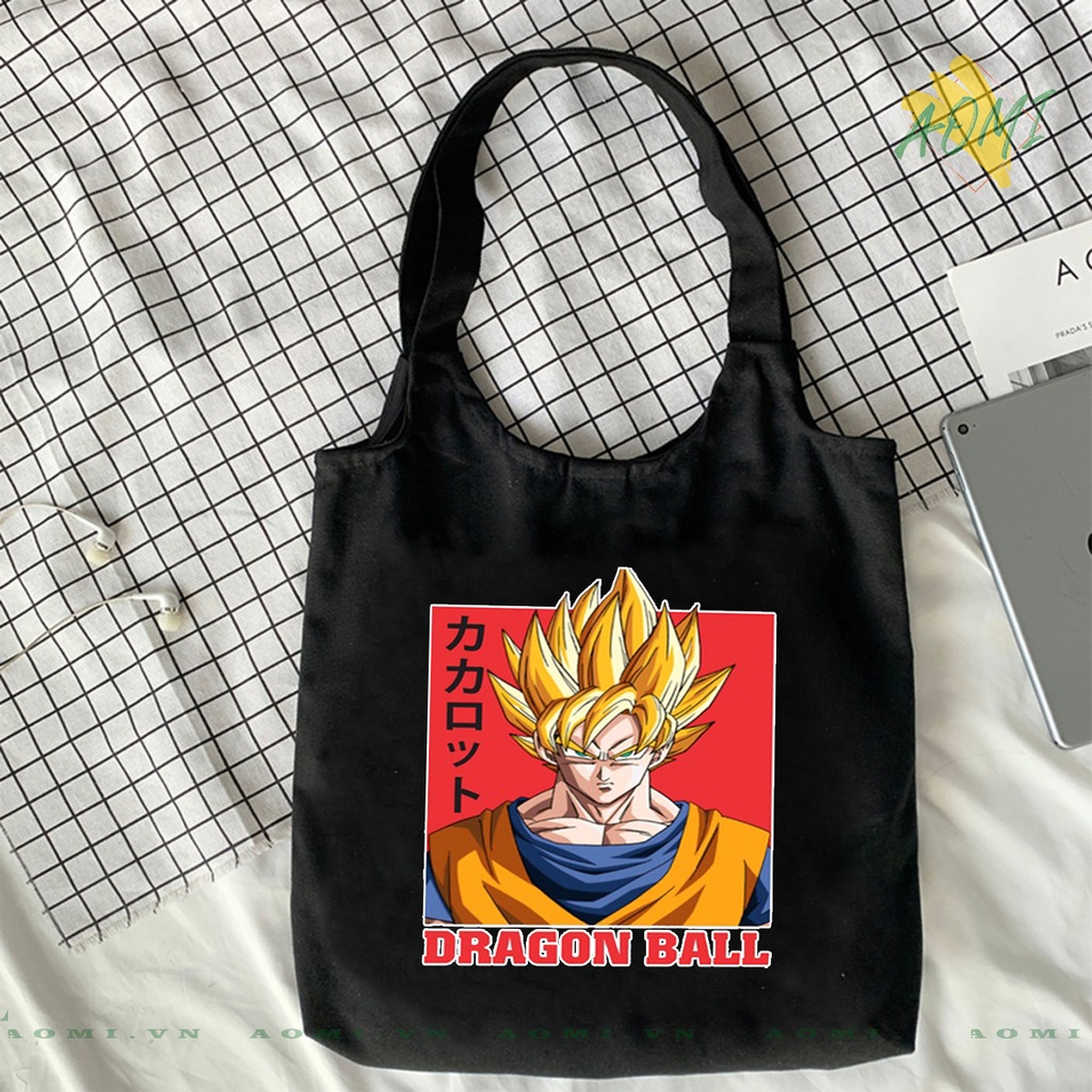TOTE CANVAS DRAGONBALL 7 viên ngọc rồng FORM TRÒN TÚI VẢI ĐEO VAI BAG NÚT BẤM SIZE LỚN AOMIVN DU LỊCH DẠO PHỐ CÁ TÍNH