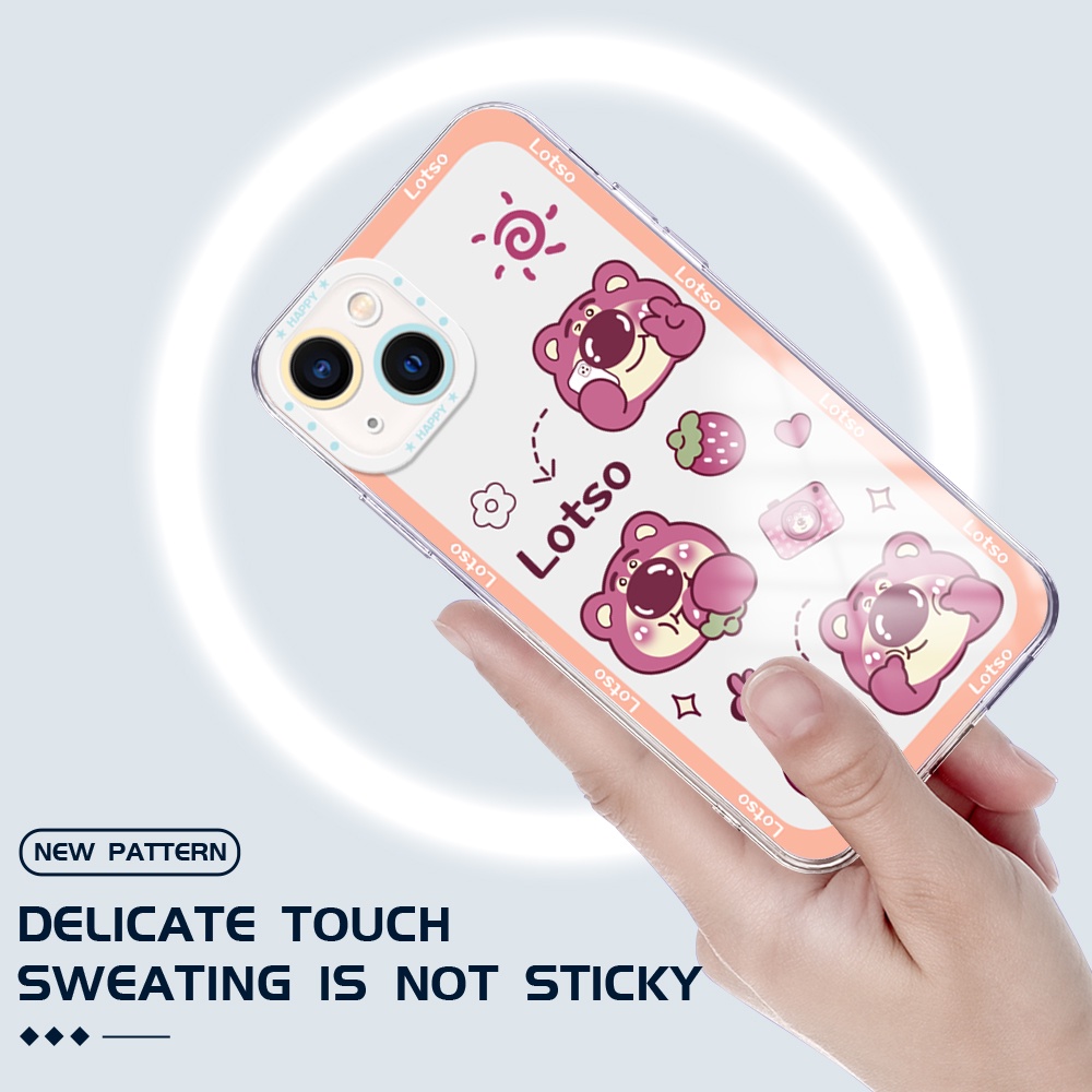 OPPO Reno 7Z 8 8Z 8T Pro 4G 5G Cho Ốp lưng điện thoại In Hình Shockproof Silicone TPU Cartoon Strawberry Bear