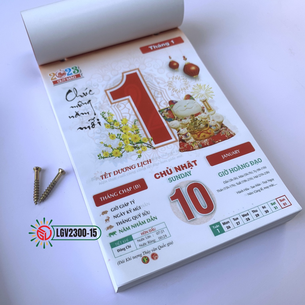 Lịch bloc 2023 siêu đại treo tường - bloc lịch treo lịch gỗ