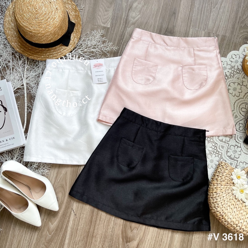 Áo khoác dạ cổ đứng ,chân váy TAFTA chữ A 3 màu  5224 3618