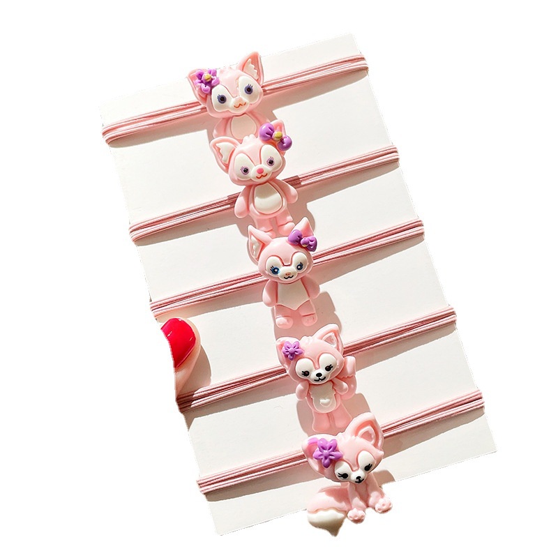 ※NOON※ Dây Cột Tóc Đính Chuông Họa Tiết Hoạt Hình Màu Hồng Xinh Xắn