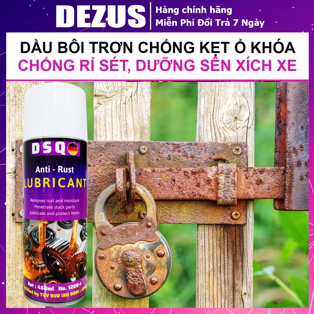 Dầu Chống Rỉ Sét - Xịt Rỉ Sét, Dầu Bôi Trơn Xích Xe Máy, Xe Đạp, Bản Lề, Cánh Cửa, Ổ Khóa - DSQ Anti Rust
