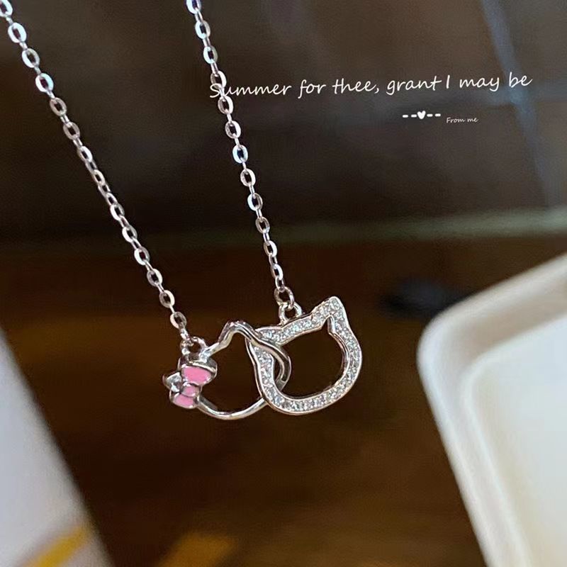 Vòng cổ Bạc 925 Mặt Hình Mèo May Mắn
