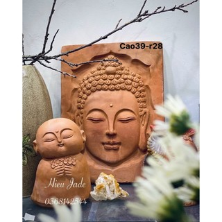 Tượng gốm Phật, chú tiểu men mộc trang trí nhà cửa BH23 Hieu Jade Decor