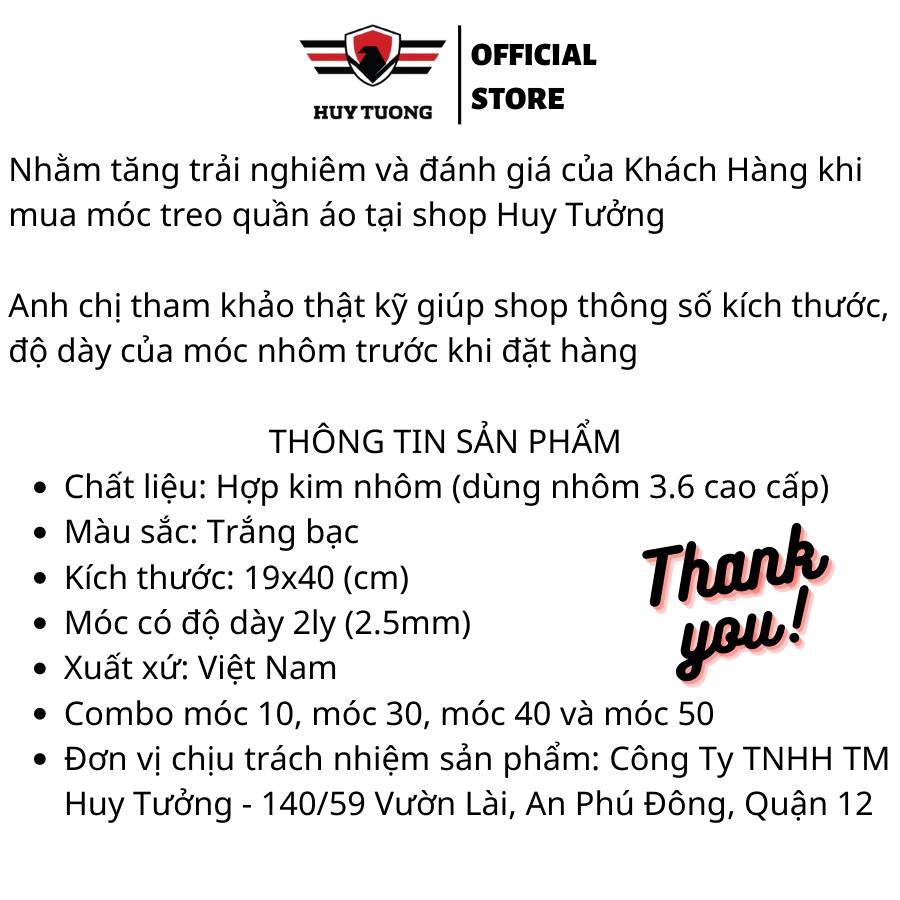 Bộ 10 móc phơi đồ, chất liệu hợp kim nhôm 3.6, giá treo đồ kích thước 40x19x2.5cm - Màu sắc trắng bạc