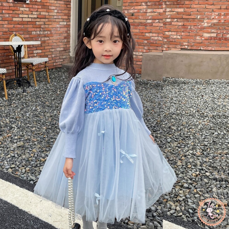 Đầm Dệt Kim Tay Dài Dễ Thương Dành Cho Bé Gái