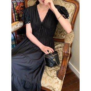 Maxi eo chun tay eyelet 2 màu AfterBefore