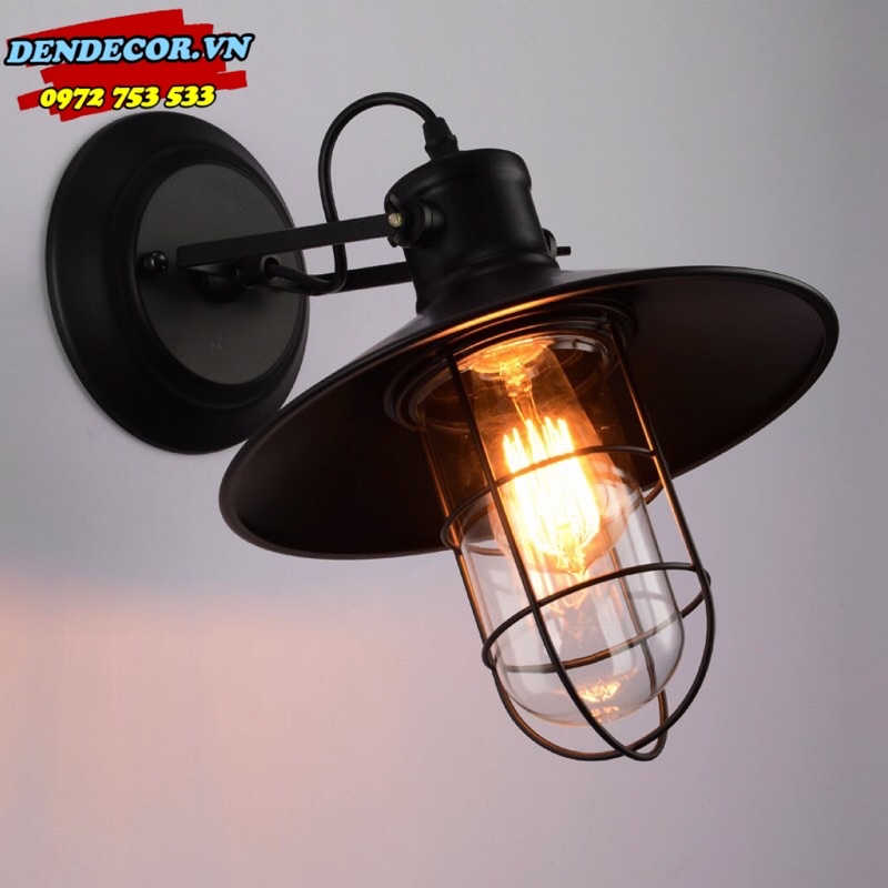 Đèn treo tường Vintage phòng nổ lồng kính đèn cột ngoài trời Retro D280