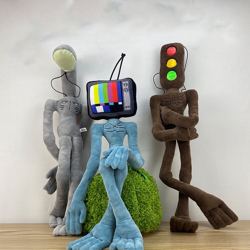 Đồ chơi nhồi bông đầu còi báo động anime SCP 21" quái vật búp bê đèn/ TV/ đèn giao thông kinh dị có thể uốn cong