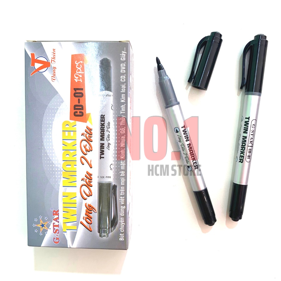 Hộp 12 Cây Bút Lông Dầu 2 đầu Gstar CD-01 Vâng Thiên  - Văn Phòng Phẩm No.1