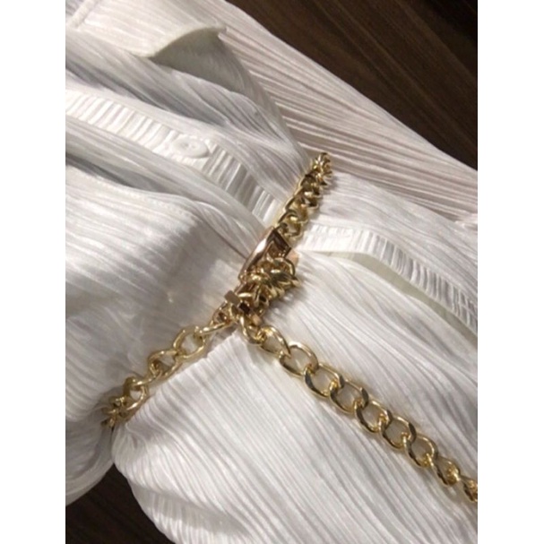 Thắt lưng thời trang kim loại phối quần và váy, dây nịt kim loại vintage, retro