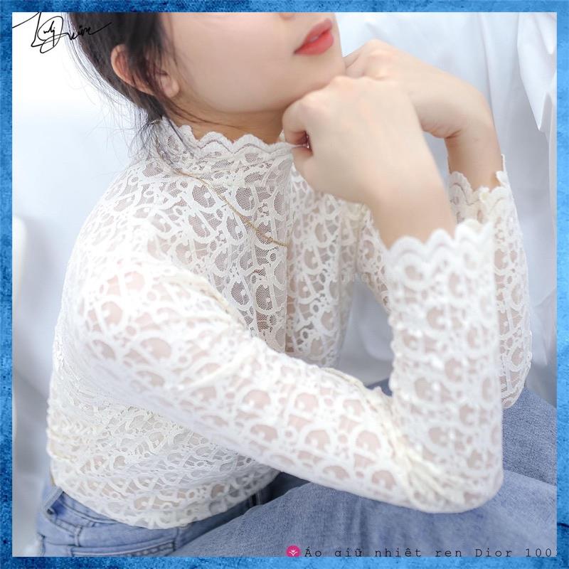 Áo giữ nhiệt ren cao cấp họa tiết thương hiệu giữ nhiệt siêu ấm mix được nhiều kiểu trang phục