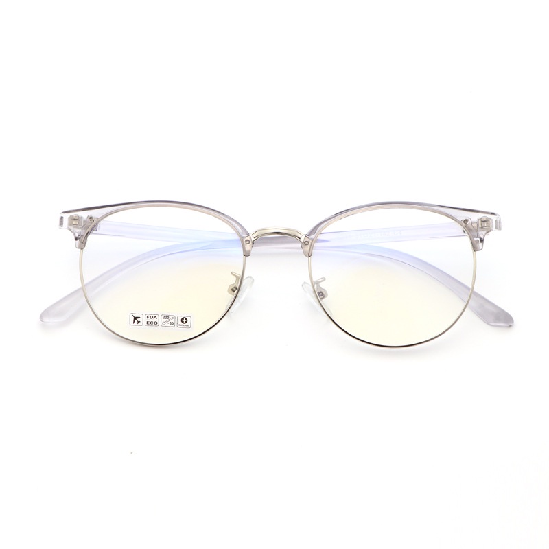 Gọng kính tròn cắt vành mắt anti blue light chống ánh sáng xanh chất liệu kim loại cao cấp 6214