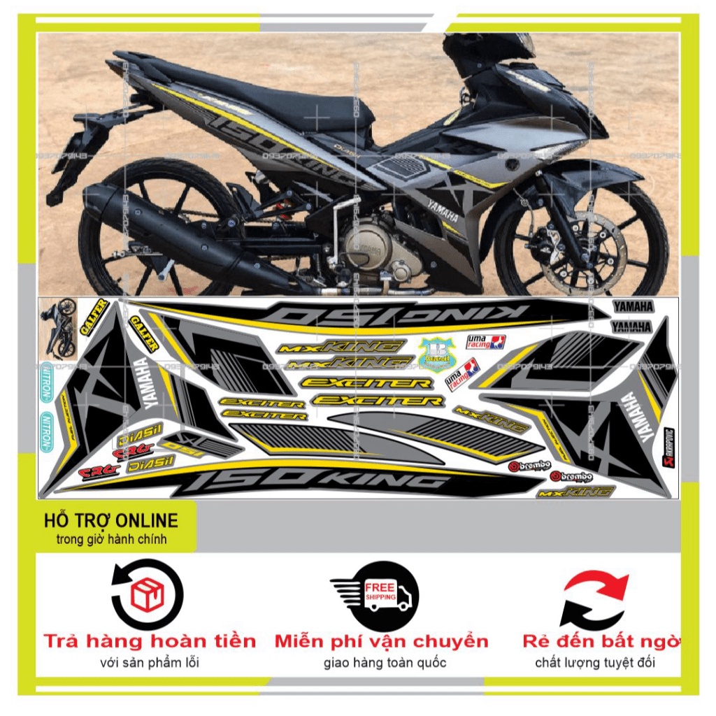 {SÀI GÒN-FREE SHIP] TEM RỜI EXCITER 150 MXKING DÁN XE XÁM NHÁM