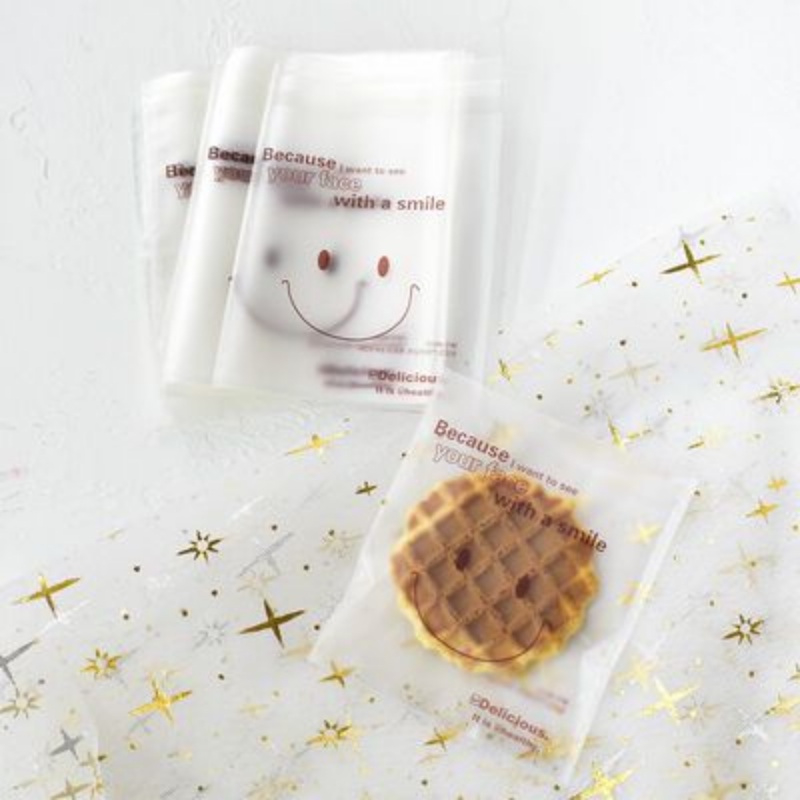 Túi Nhựa Đựng Bánh Quy Tự Dính Họa Tiết Mặt Cười Hoạt Hình Xinh Xắn