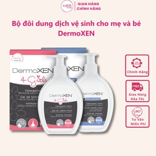 Bộ dung dịch vệ sinh cho mẹ và bé gái Dermoxen 200ml, nước vê sinh dịu nhẹ, khử mùi, chăm sóc bảo vệ vùng kín-Luca Store