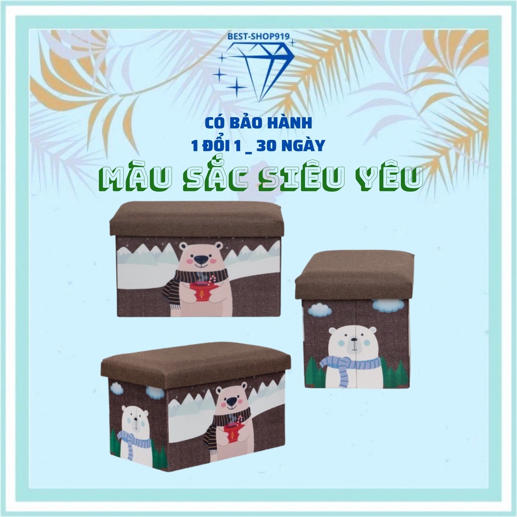 Hộp Vải Đựng Quần Áo Chăn Màn Đồ Chơi Kiêm Ghế SOFA Cao Cấp có Thể Gấp Gọn Có Nắp Và Hình Thú Dễ Thương
