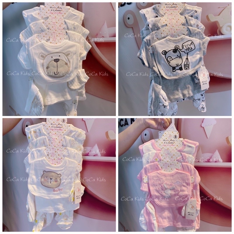 Set quần áo dành cho các bé sơ sinh - set quà tặng 8 món dành cho mẹ và bé