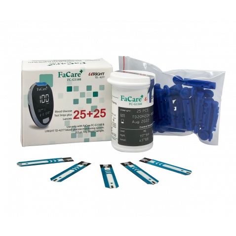 Que test đường huyết hộp 25 que máy đo đường huyết FaCare FC-G168 tặng kèm 25 kim