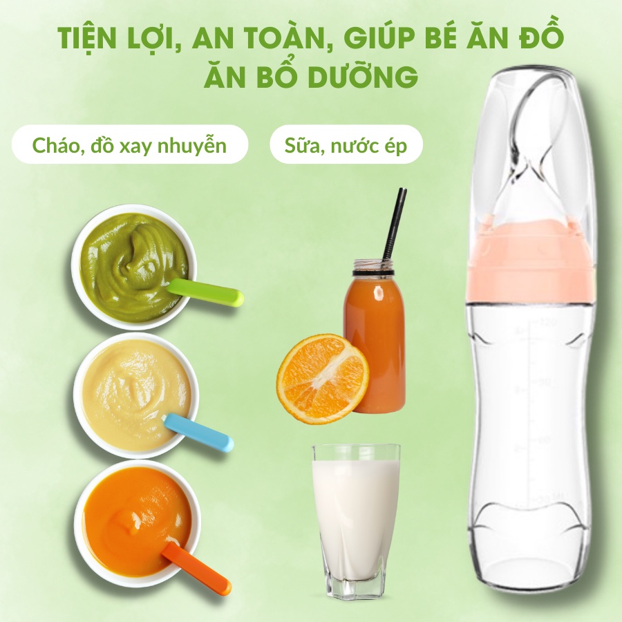 Bình Thìa Ăn Dặm Bón Sữa Cho Bé Haakaa. Dung tích 120ml. Chất Liệu Silicone Cao Cấp, Chứng Nhận An Toàn FDA