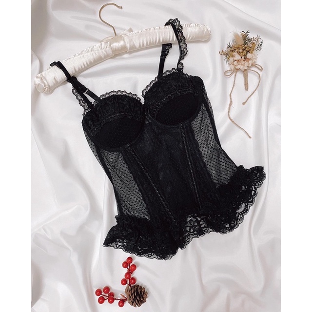 Áo corset ren bi đen 2hand