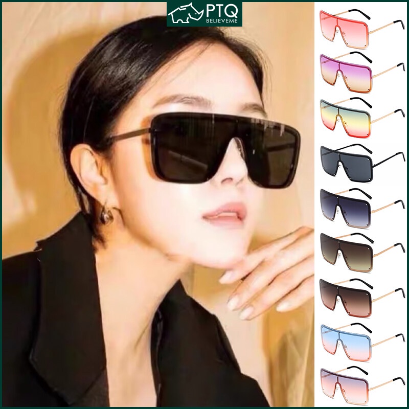 Kính Mát Một Mảnh Gọng Kim Loại Lớn Chống Tia UV Phong Cách Âu Mỹ Thời Trang Cho Nam Và Nữ