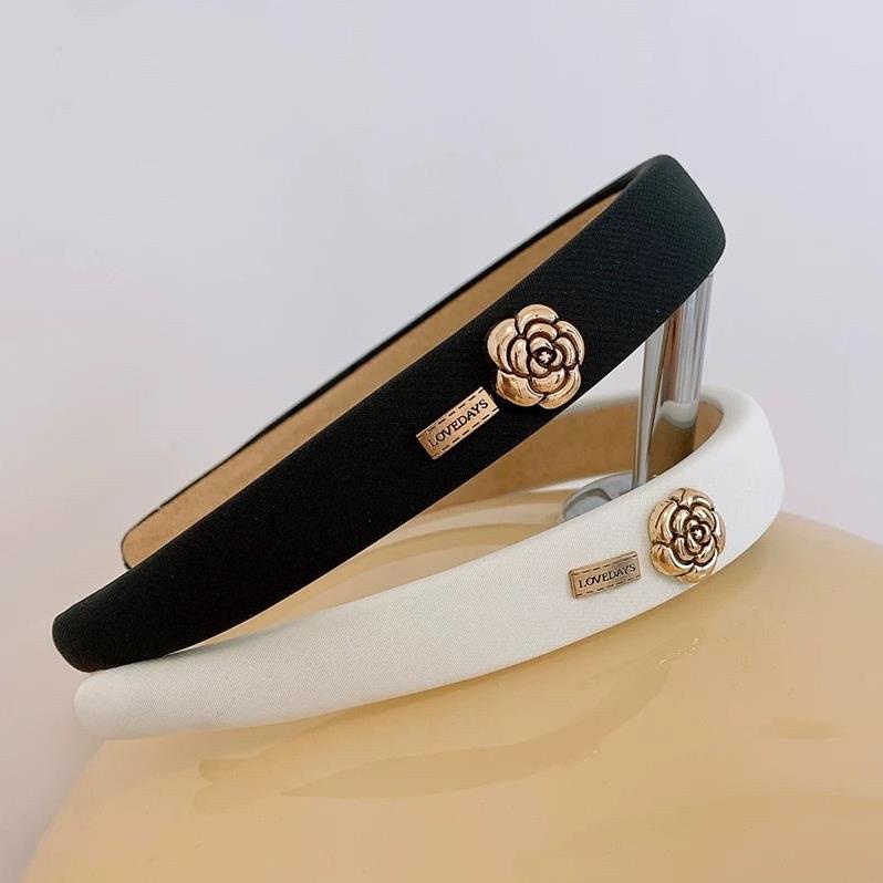 Băng Đô Softie Cài Tóc Đính Hoa Trà Sang Trọng Phong Cách Retro Cho Nữ