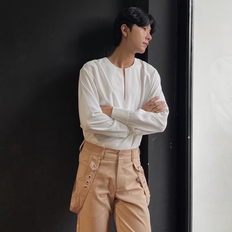 Quần Âu be OAO STUDIO form xuông kèm dây