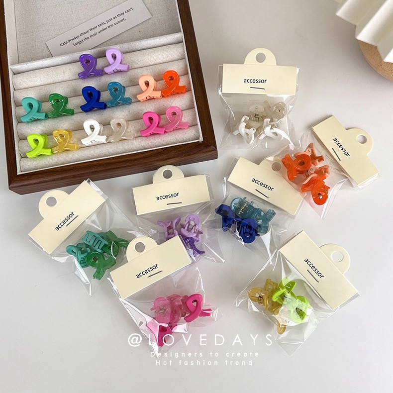 Set 4 kẹp tóc càng cua xoắn size nhỏ (kẹp mái, nửa đầu) pastel kẹo ngọt Hàn Quốc Mua Tất (muatatshop)