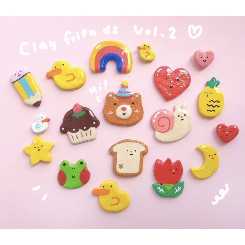 Ghim cày áo handmade đất sét tự tạo hình màu sắc dễ thương