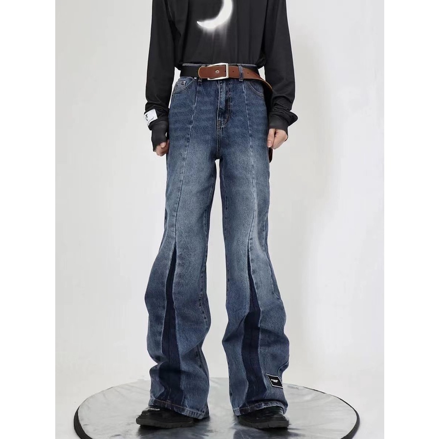 Niche Quần Jean Dáng Rộng Có Thể Giặt Được Thiết Kế Nhãn Hiệu Công Nghiệp Nặng