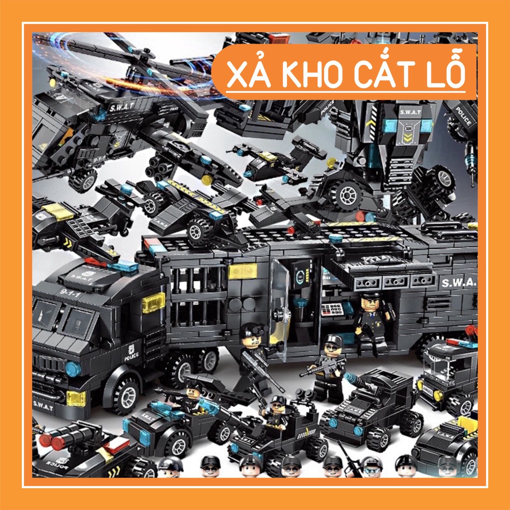 [hot] Bộ đồ chơi lắp ráp Lego Cảnh Sát đội đặc nhiệm swat lắp ghép mô hình xe robot và máy bay gần 1000 chi tiết quá rẻ