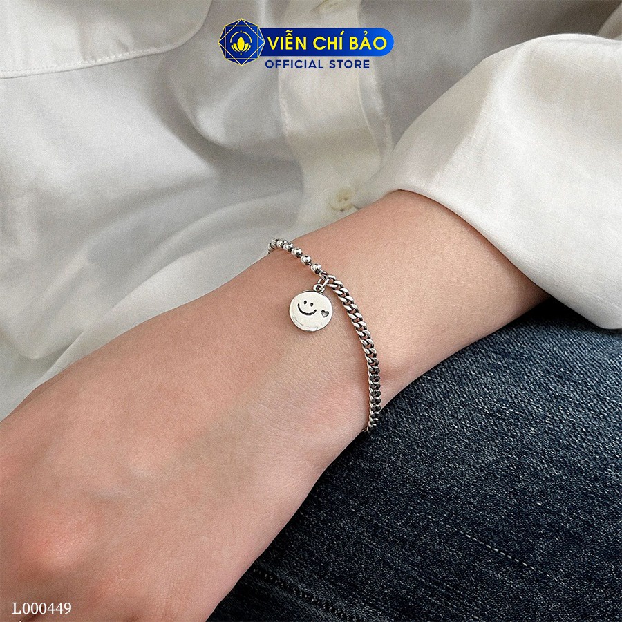 Lắc tay bạc nữ mặt cười xích bi chất liệu bạc 925 thời trang phụ kiện trang sức Viễn Chí Bảo L000449