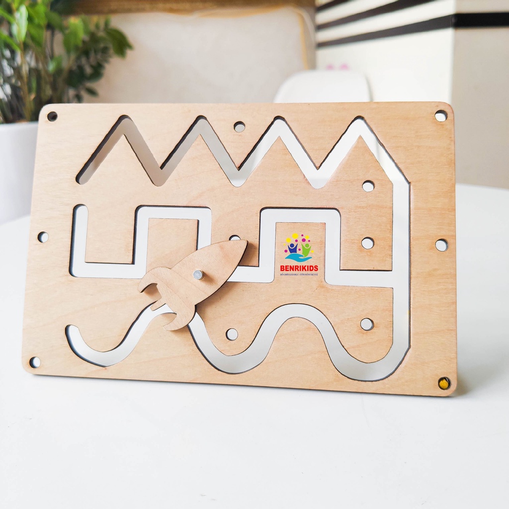 Bảng Bận Rộn- Mê Cung Tàu Vũ Trụ Zíc Zắc Bằng Gỗ- Phụ Kiện Làm Busyboard