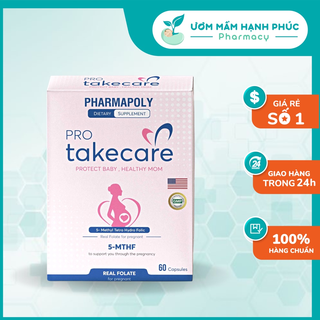 Viên uống PRO TAKECARE [Date Mới 2026] [hộp 60] Bổ sung dưỡng chất cho phụ nữ mang thai ( 5-MTHF )