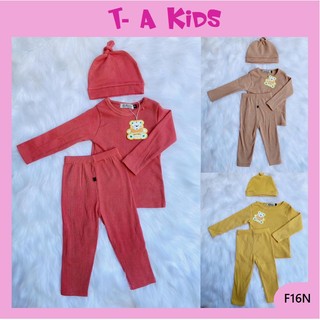 [Bé 4-14kg] Bộ len tăm dài tay cho bé trai bé gái size nhí cao cấp kèm nón củ tỏi ấm áp mềm mại co giãn tốt. Mã: F16N