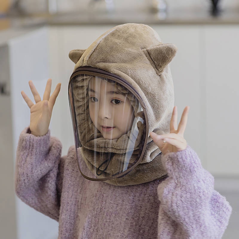 Mũ giữ ấm dày chống gió hoạt hình trẻ em thu đông