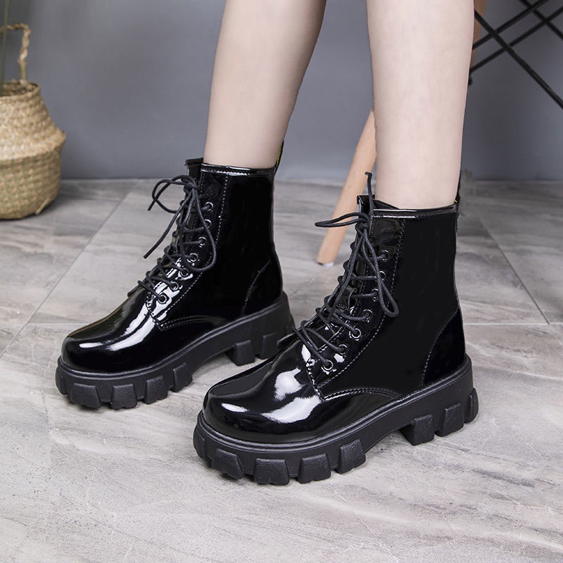 Qiaoluo Giày Bốt Martin Lót Lông Cừu Phong Cách Anh Quốc Thời Trang Cá Tính Cho Nữ