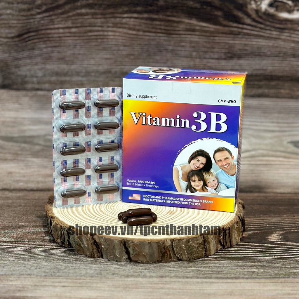 VITAMIN 3B  bổ sung vitamin nhóm B, hỗ trợ tăng sức đề kháng, sức khỏe, giảm suy nhược cơ thể - Hộp 100 viên
