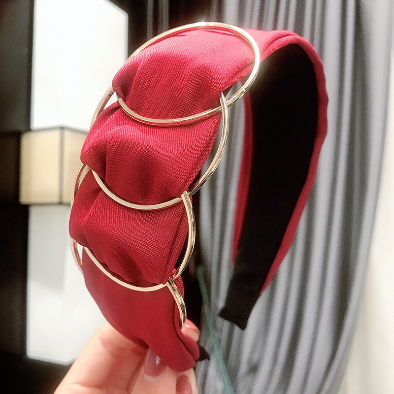 Băng Đô Rửa Mặt Bằng Vải Bản Rộng Ghép Nối Vòng Tròn Màu Vàng Cao Cấp Nhiều Màu Sắc Cho Nữ