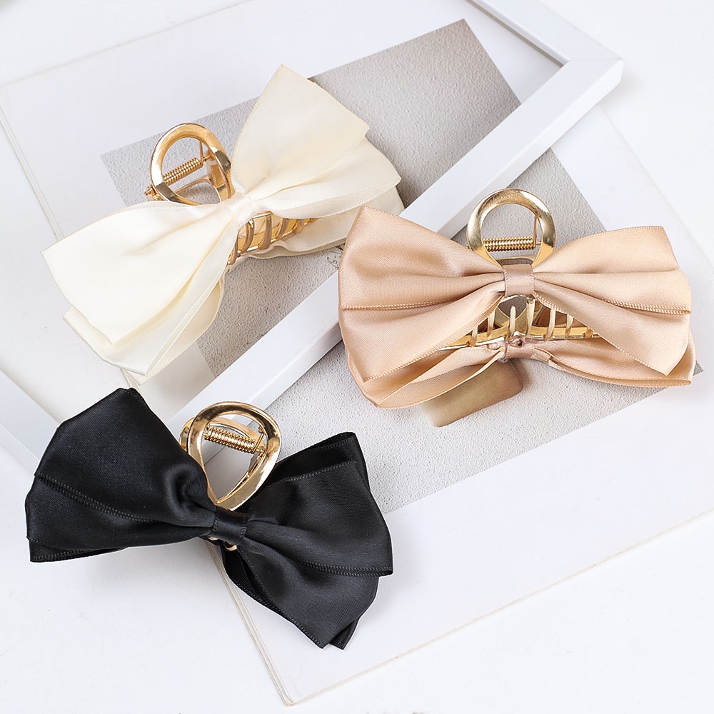 Kẹp Tóc Đuôi Ngựa Bằng Satin Hai Mặt Thanh Lịch Cá Tính 1 Cái Giá Đỡ