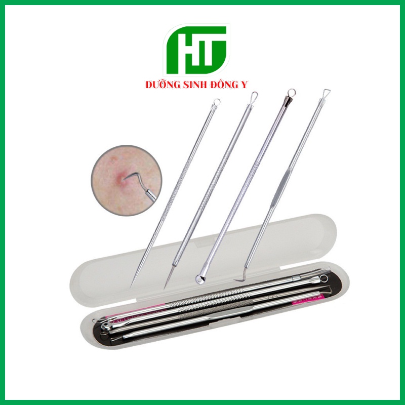 Hộp 4 Que Nặn Mụn, Bộ Nặn Mụn Cao Cấp Nặn Mụn Cám, Nặn Mụn Đầu Đen Spa