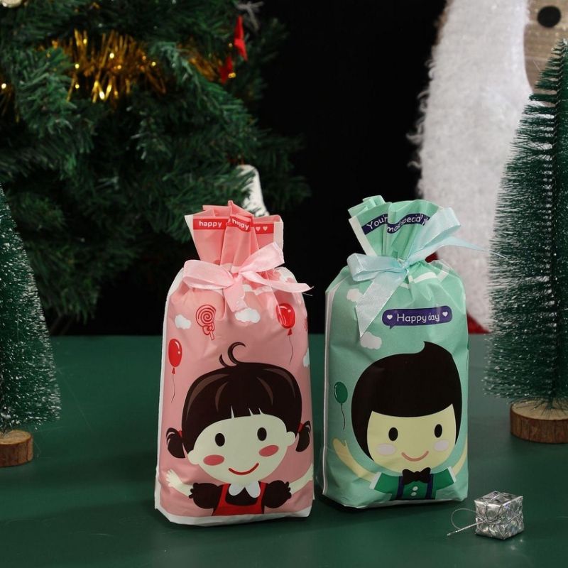 Set 10 túi đựng bánh kẹo rút nơ dễ thương