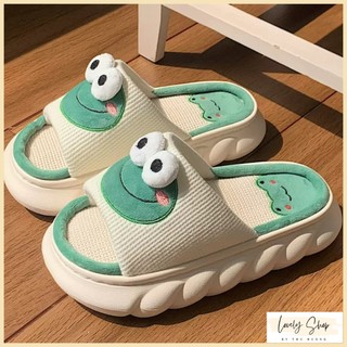 Dép bông đi trong nhà, dép ếch xanh cute chất liệu len bông, đế eva siêu mềm, siêu êm