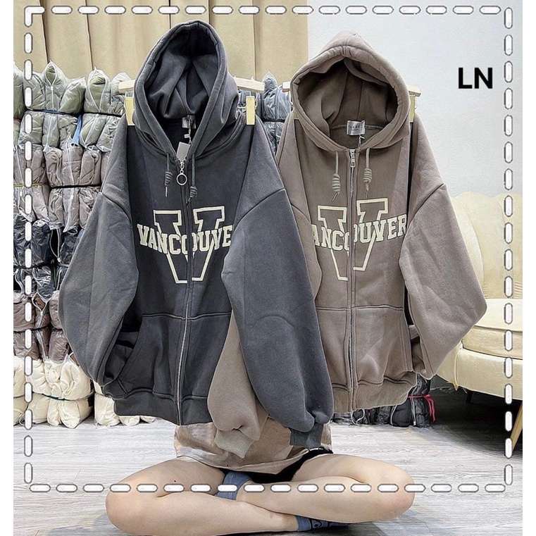Áo khoác nỉ chữ V VanCo mũ 2 lớp TH6