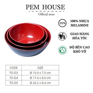 Tô Nhựa Melamine 2 Lớp Đỏ Đen