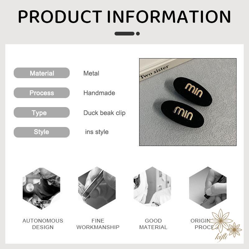 Kẹp Tóc Kim Loại Màu Đen Hình Mặt Cười Phong Cách Hàn Quốc