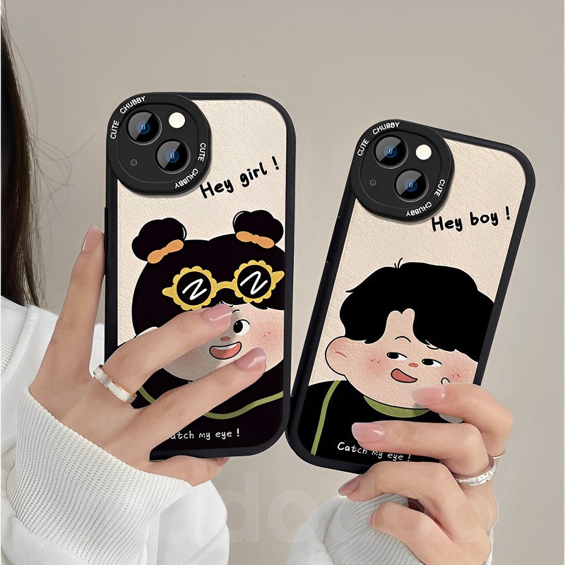 Samsung Galaxy A12 A13 A23 A73 A72 A53 A33 A52 A52S A20 A30 A10S A11 A31 A70 A32 A50 A50S A30S A03S A02S A21S A51 M11 M12 A22 LTE M22 M23 M32 M31 A71 4G 5G Funny Boy Girl Couple Black Silicone Shockproof Airbag Soft Phone Back Case XPN 17