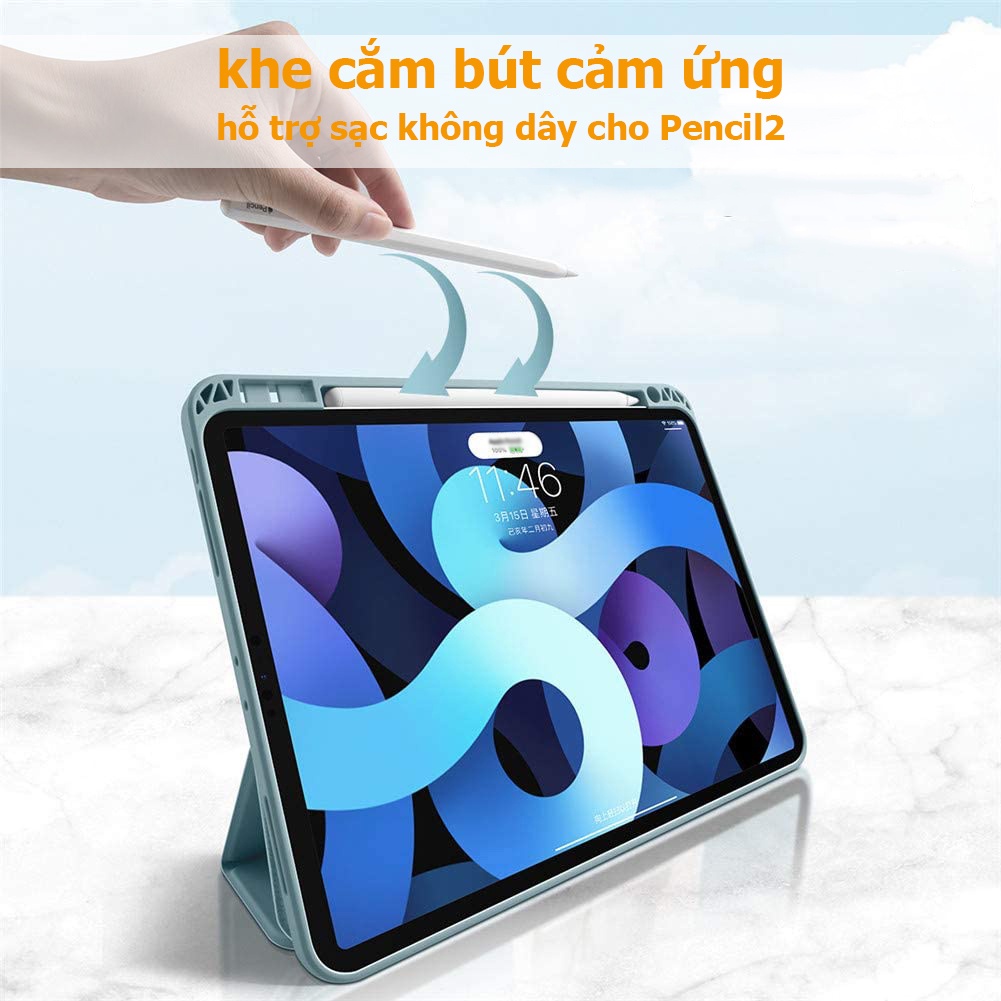 Bao Da Máy Tính Bảng Cứng Có Ngăn Đựng Bút tương thích với iPad Pro 11 Air 4 5 Mini 6 7th 8th 9th Gen 10.2 inch
